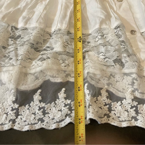 Roaman's Women’s White Lace Illusion Button-Up Tunica Top Size22 Costal Vacation - Picture 11 of 13
